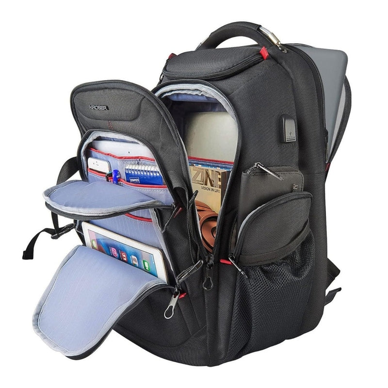 Laptop Backpack 50L – TSA-Friendly, Water-Resistant, RFID Safe – USB Port - Zip Lock & 17 Inch Laptop Compartment – Black