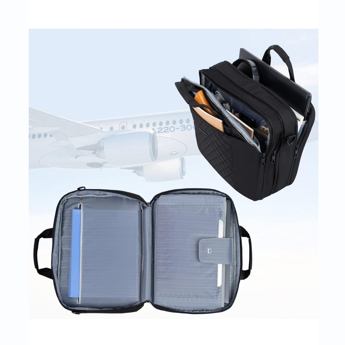Laptop Shoulder Bag 17-Inch  Quilted - Water Resistant - RFID-Protected Lightweight - Stylish - Men & Women