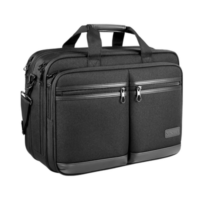 Kroser Business Laptop Briefcase - 17-Inch - Shoulder Bag, Expandable, Water-Resistant & RFID Protected, Leather Look, Lightweight Business Briefcase, Black