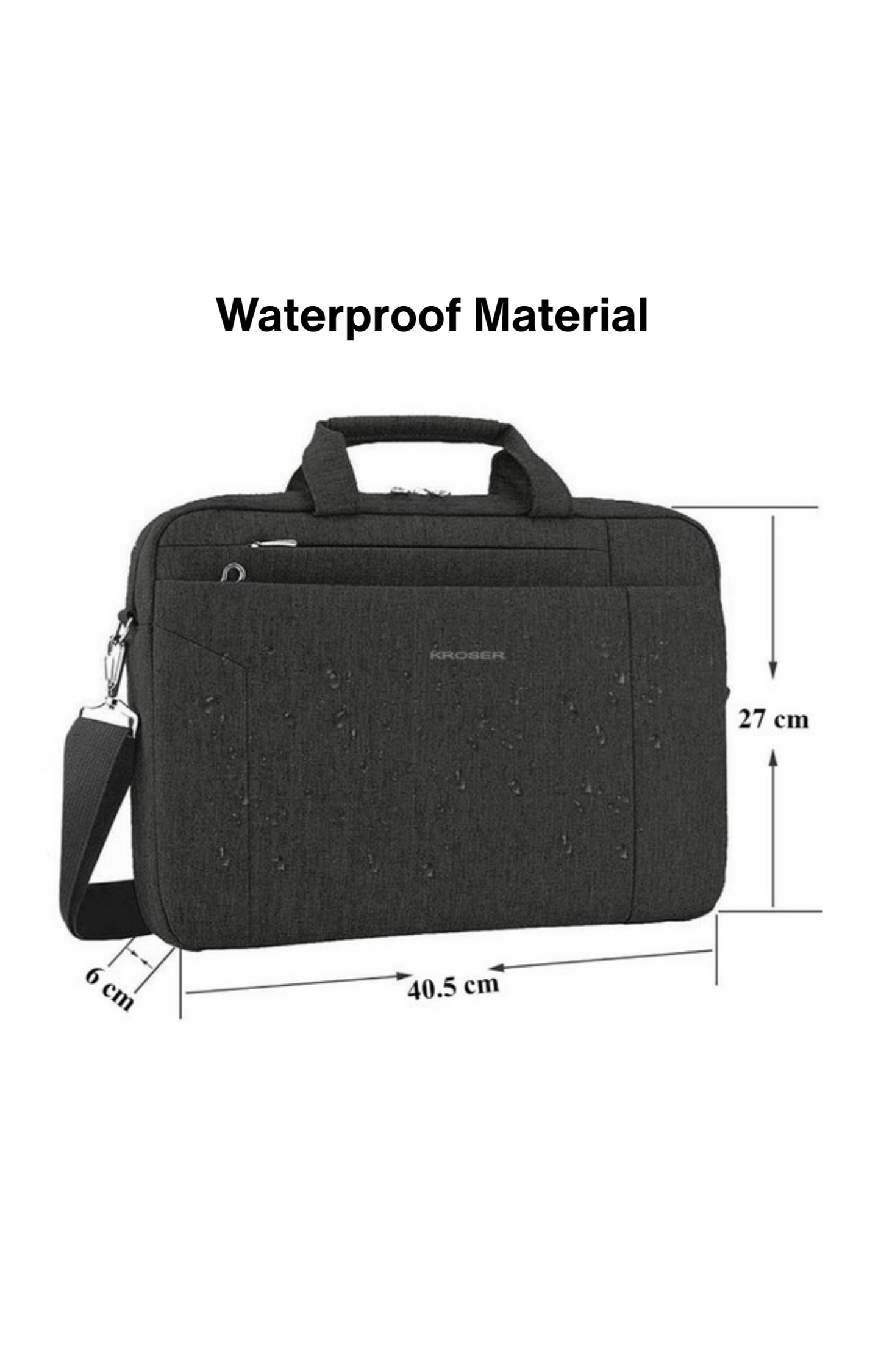 Kroser 15.6-Inch Laptop Briefcase – Expandable, Water-Resistant & RFID Safe – Lightweight Business Bag – Black