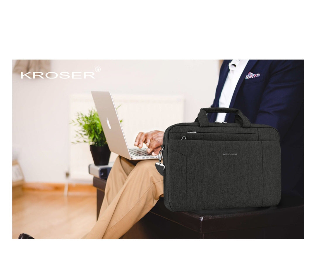 Kroser 15.6-Inch Laptop Briefcase – Expandable, Water-Resistant & RFID Safe – Lightweight Business Bag – Black