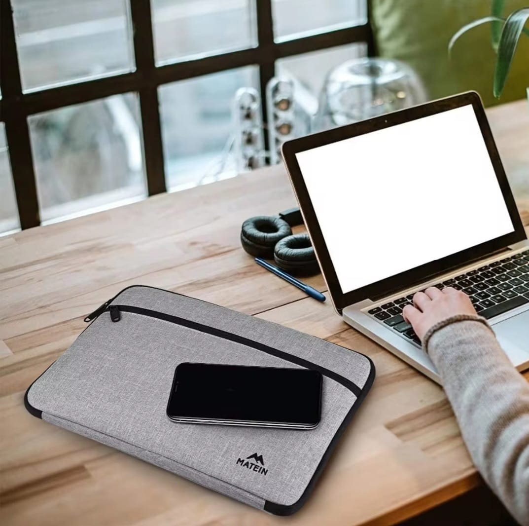 Matein 14-Inch Laptop Sleeve - Water Resistant & Stylish with Soft Lining – Fits MacBook Air/Pro – Grey