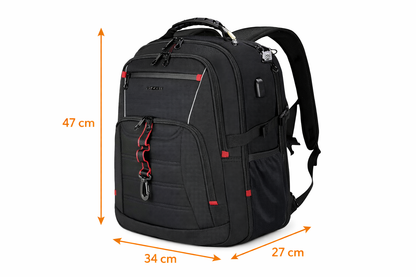 Travel Laptop Backpack 48L TSA-Friendly - Water Resistant & Anti Theft – Zip Lock - Fits 17 inch Laptops - Black