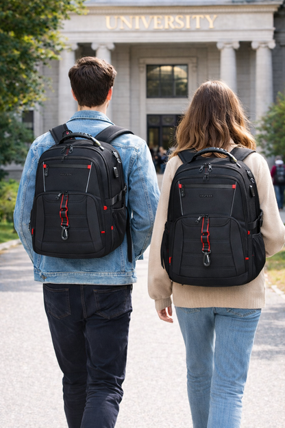 Travel Laptop Backpack 48L TSA-Friendly - Water Resistant & Anti Theft – Zip Lock - Fits 17 inch Laptops - Black