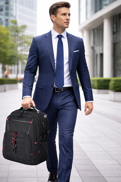 Travel Laptop Backpack 48L TSA-Friendly - Water Resistant & Anti Theft – Zip Lock - Fits 17 inch Laptops - Black