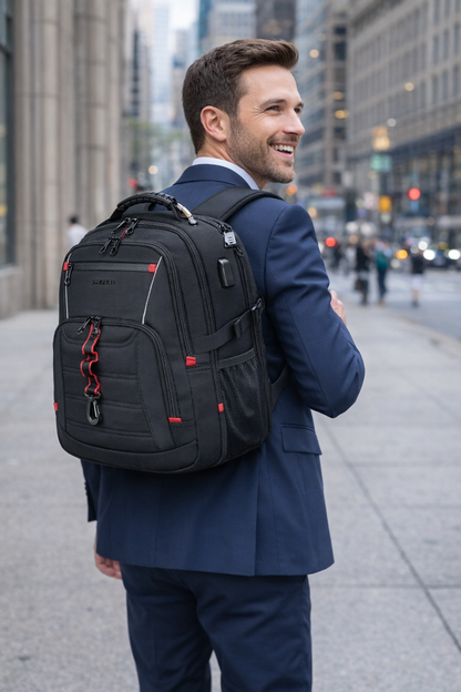 Travel Laptop Backpack 48L TSA-Friendly - Water Resistant & Anti Theft – Zip Lock - Fits 17 inch Laptops - Black