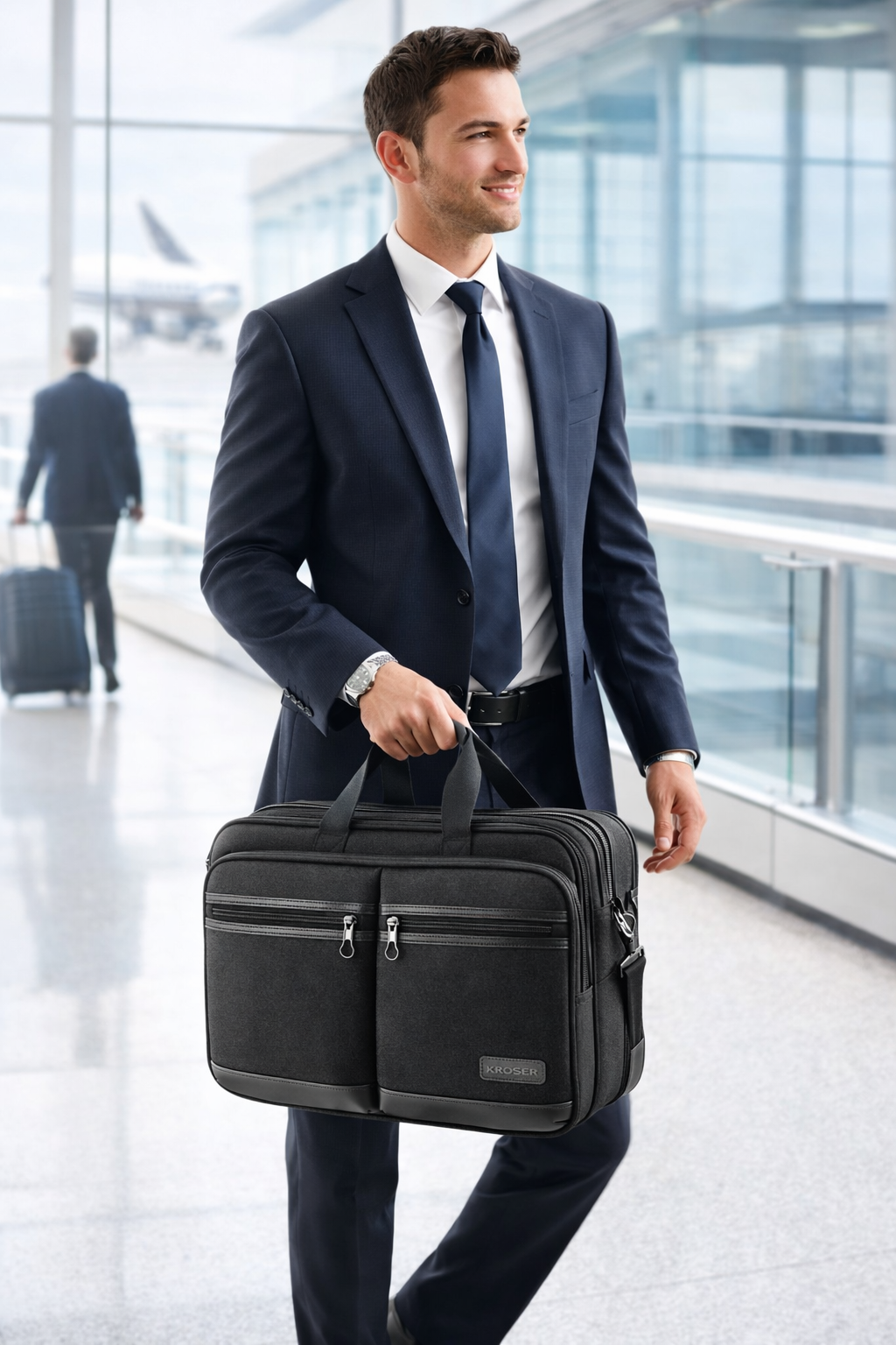 Business Laptop Briefcase - 17-Inch - Shoulder Bag, Expandable, Water-Resistant & RFID Blocking