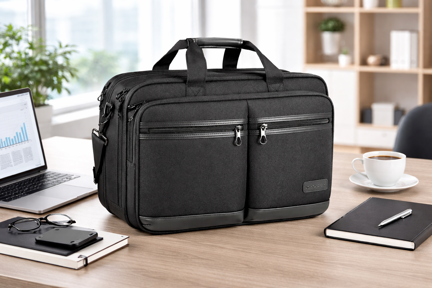 Business Laptop Briefcase - 17-Inch - Shoulder Bag, Expandable, Water-Resistant & RFID Blocking