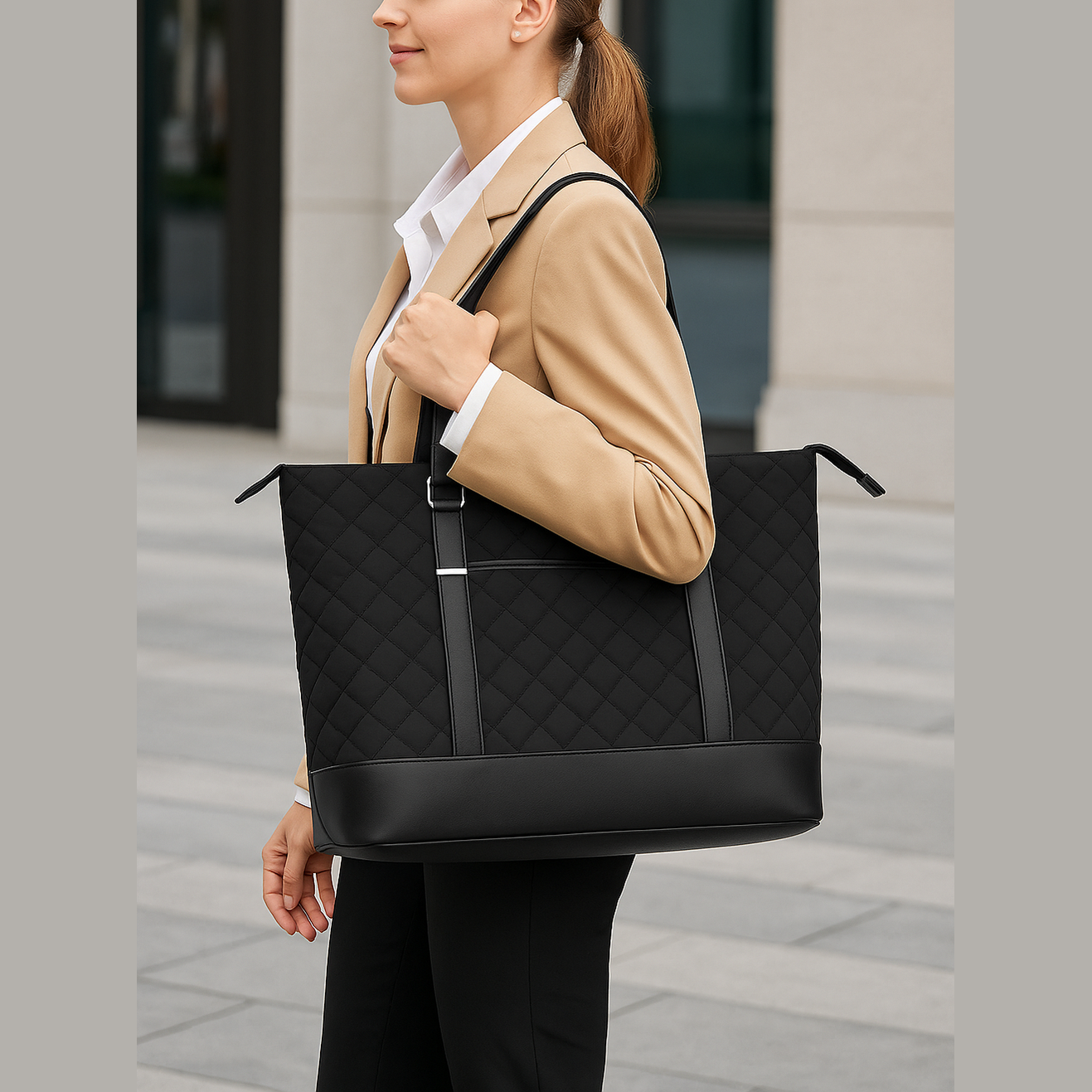 Women’s Laptop Handbag 15.6 Inch Waterproof & Lightweight USB Port – Black