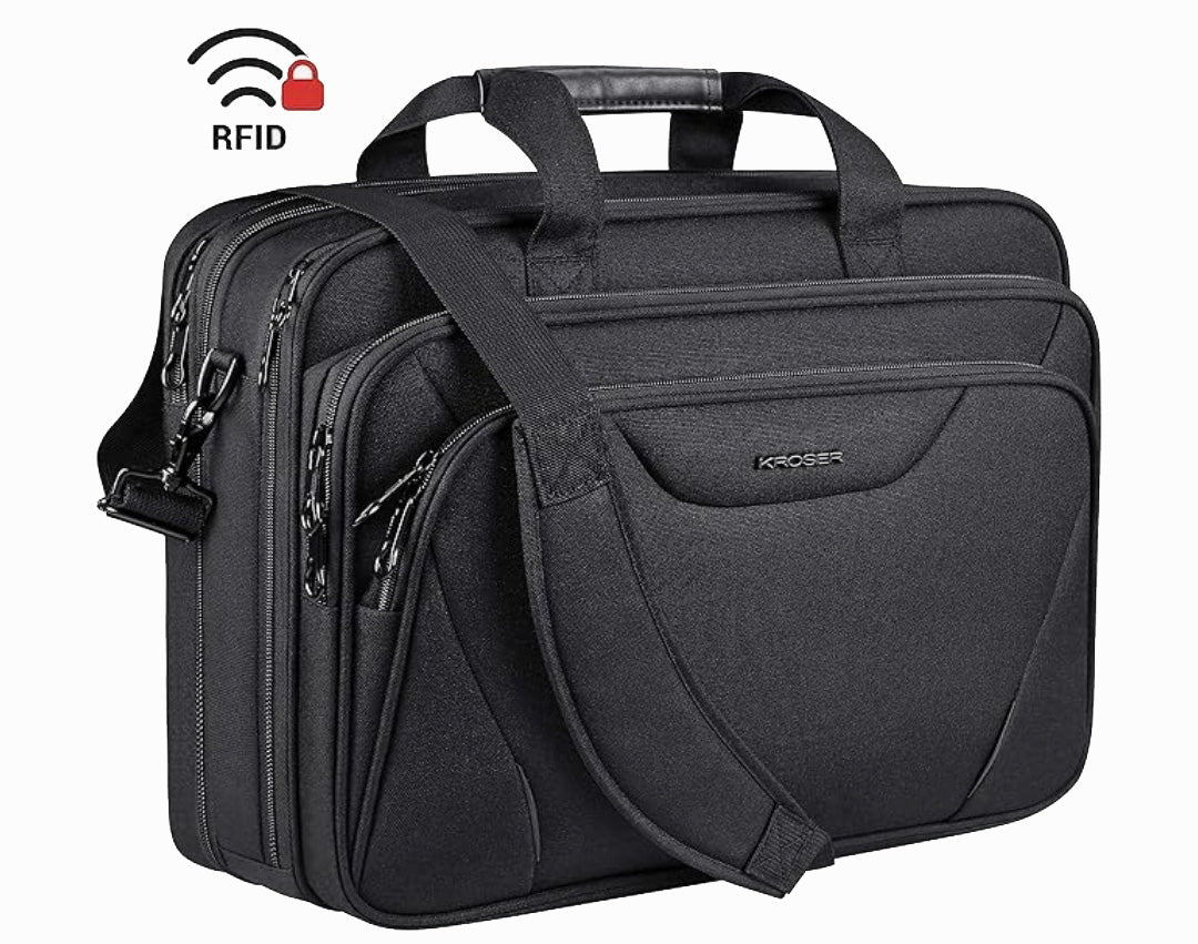 Kroser 17-Inch Laptop Briefcase Water Resistant - RFID Safe - Lightweight & Expandable