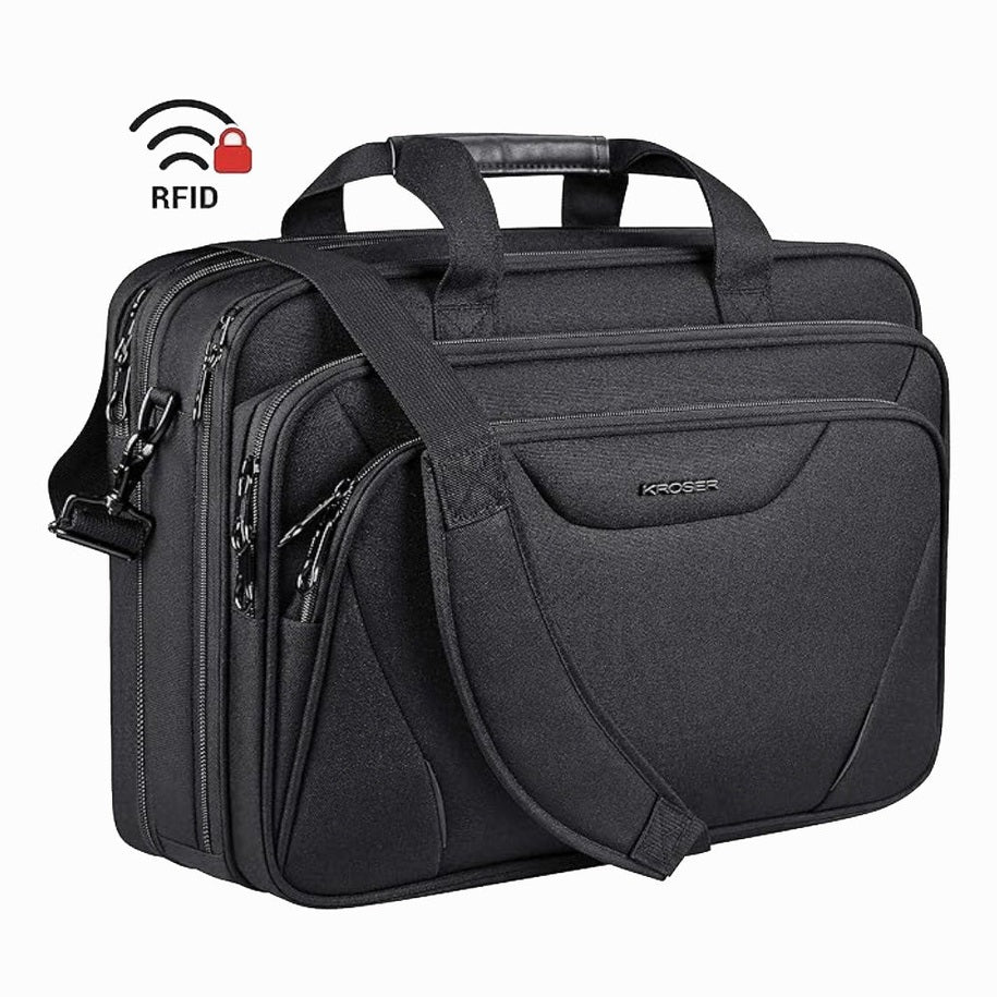 Business Laptop Briefcase Water Resistant 17 Inch RFID Safe Lightweight & Expandable
