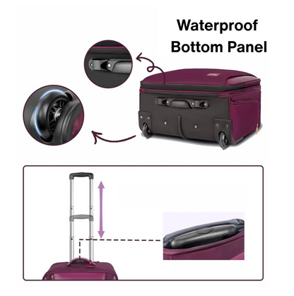 Matein 17-Inch Laptop Trolley for Women Water-Resistant, Anti-Theft & Spacious with Rubber Wheels Includes 3-Piece Storage Set – Purple
