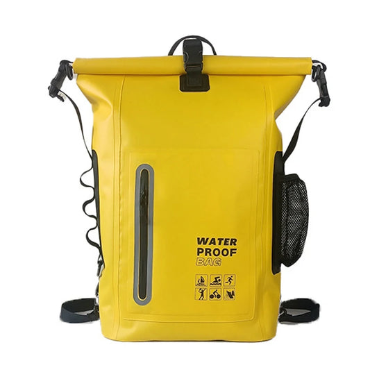 Fully Waterproof Rolltop Backpack with Front & Side Pockets – Durable Outdoor Bag for Boating, Kayaking & Cycling
