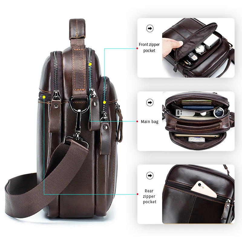 Crossbody Shoulder Bag – Sleek Urban Leather & Functional with Multi-Pocket for Everyday Use