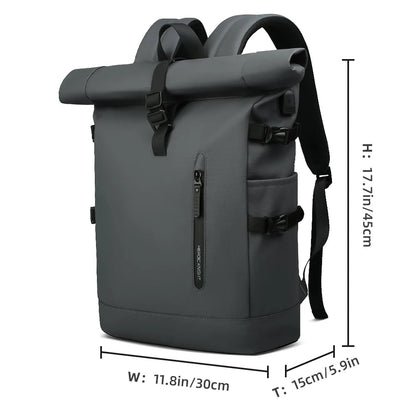 Rolltop Backpack with 15.6" Laptop Compartment – Ultralight, Water-Resistant & USB Port – Ideal for Hiking, Cycling & Everyday Use