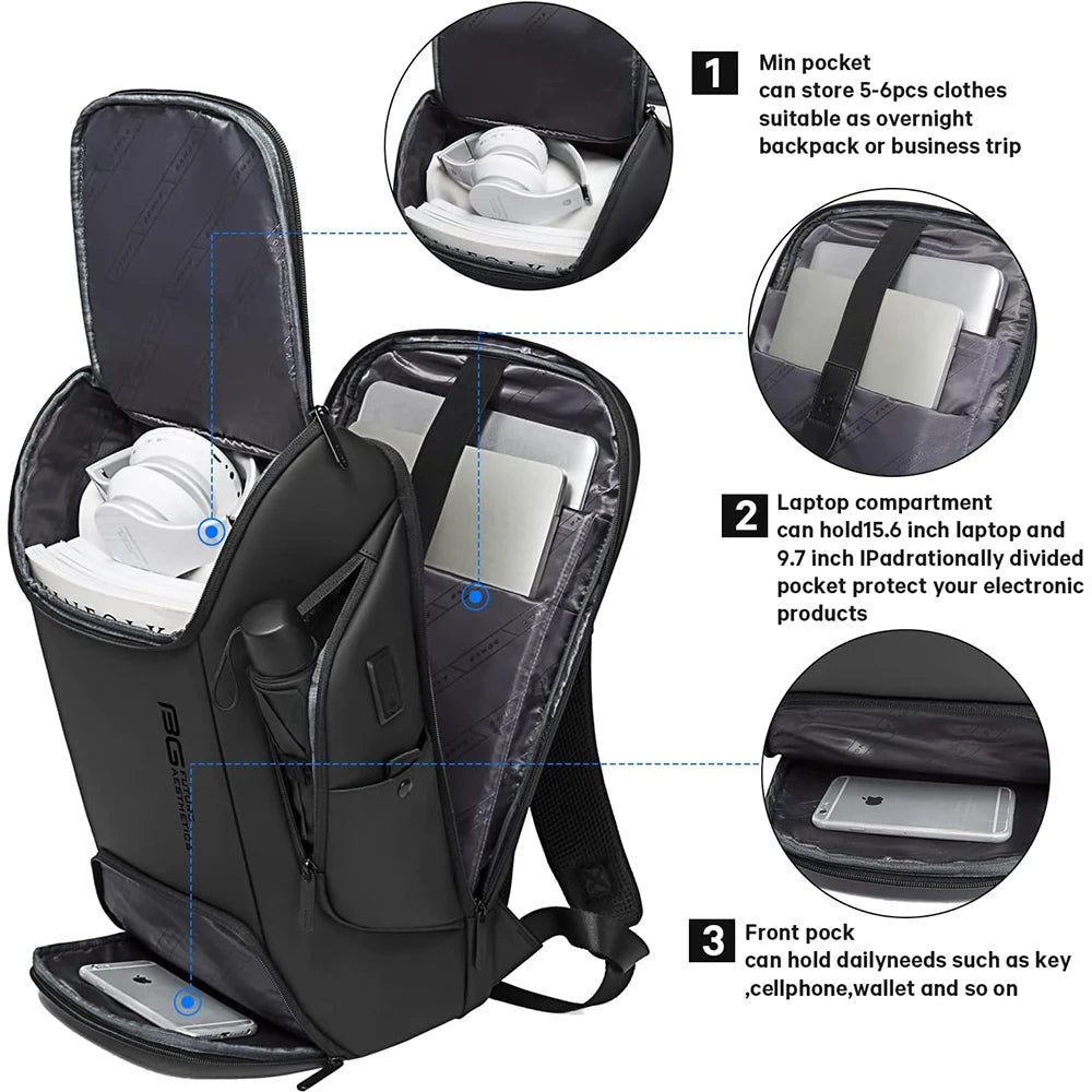 Travel Backpack 19 Inch – USB Port Water Resistant - Sleek Design with Multiple Pockets for Organized Travel