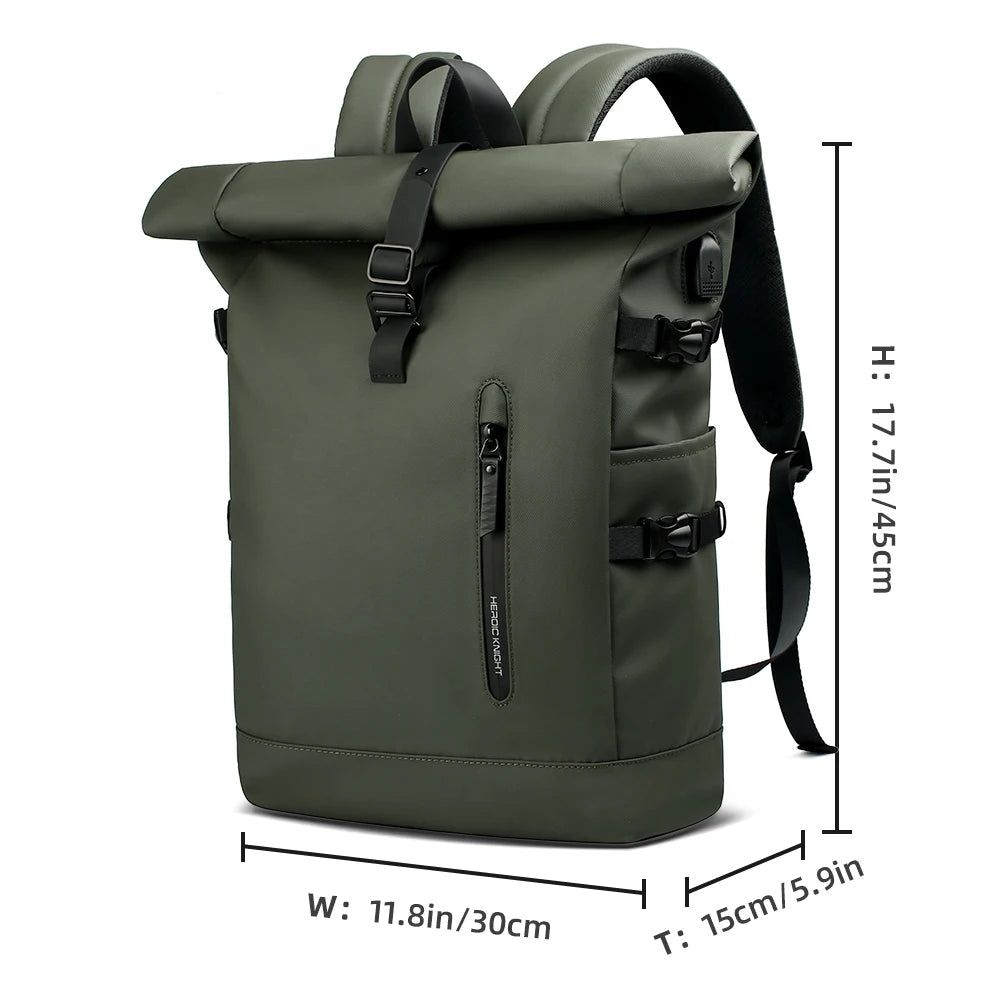 Rolltop Backpack with 15.6" Laptop Compartment – Ultralight, Water-Resistant & USB Port – Ideal for Hiking, Cycling & Everyday Use