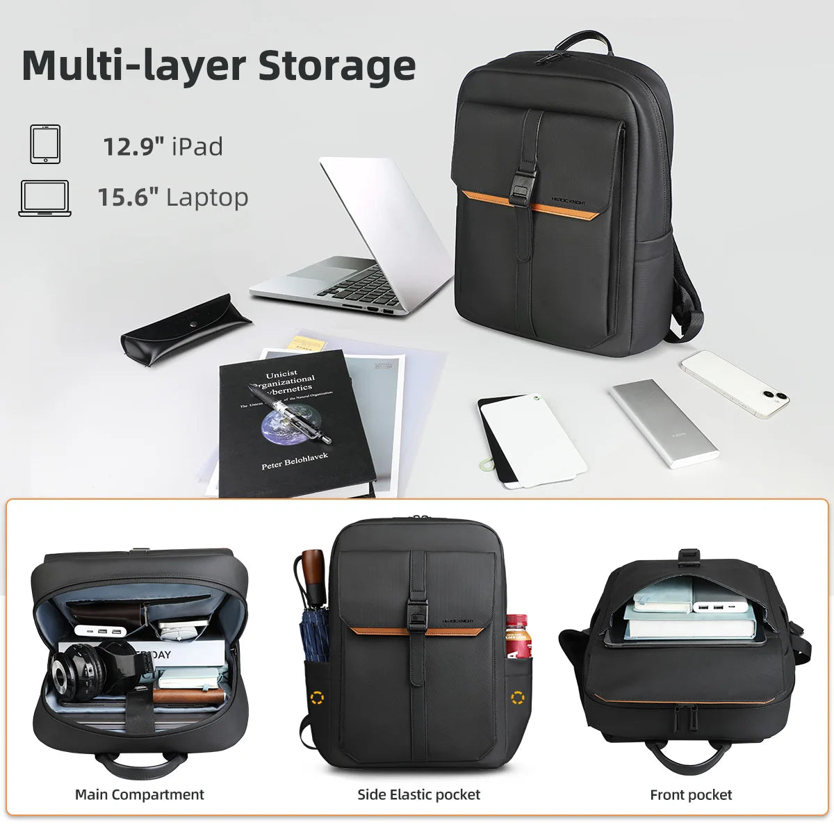 Laptop Backpack with 15.6" Compartment – Waterproof Flap Design, Multiple Pockets & Ultralight Daypack for Travel, Work & Everyday Use