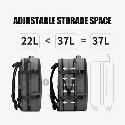 Expandable 37L Travel Backpack – Lightweight, Water-Resistant & Multi-Compartment Design