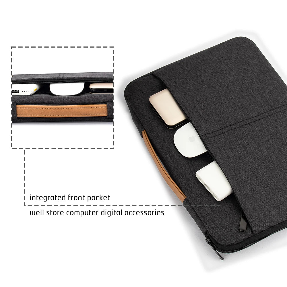 Classic Water-Resistant Laptop Sleeve with Extra Pockets – Slim & Protective Design