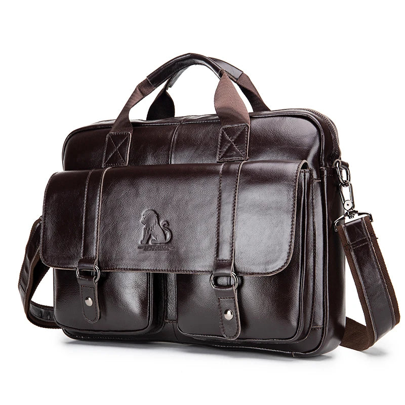 Executive Leather Men’s Briefcase – Elegant, Spacious Shoulder Bag with Organized Pockets for Daily Use