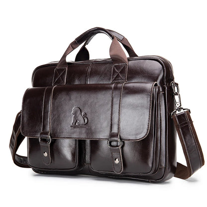Executive Leather Men’s Briefcase – Elegant, Spacious Shoulder Bag with Organized Pockets for Daily Use