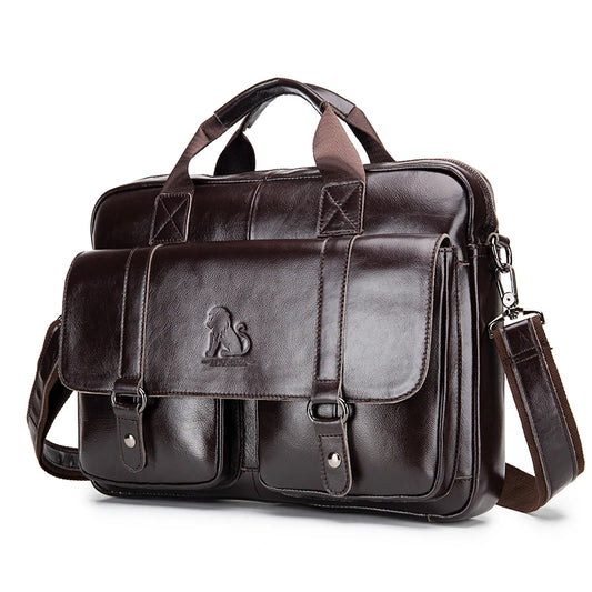 Executive Leather Men’s Briefcase – Elegant, Spacious Shoulder Bag with Organized Pockets for Daily Use
