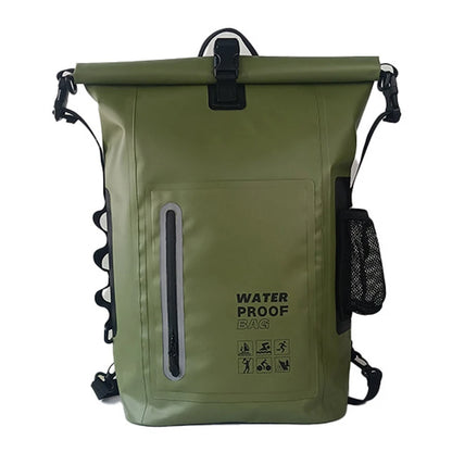 Fully Waterproof Rolltop Backpack with Front & Side Pockets – Durable Outdoor Bag for Boating, Kayaking & Cycling