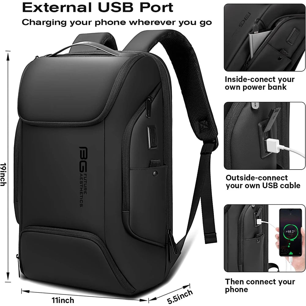 Travel Backpack 19 Inch – USB Port Water Resistant - Sleek Design with Multiple Pockets for Organized Travel