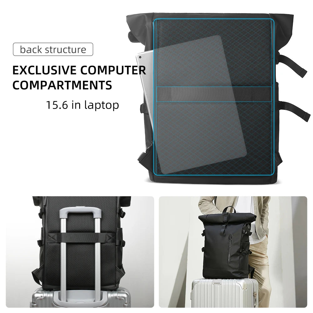 Rolltop Backpack with 15.6" Laptop Compartment – Ultralight, Water-Resistant & USB Port – Ideal for Hiking, Cycling & Everyday Use