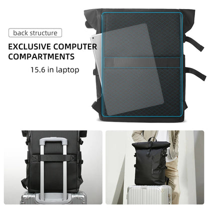 Rolltop Backpack with 15.6" Laptop Compartment – Ultralight, Water-Resistant & USB Port – Ideal for Hiking, Cycling & Everyday Use