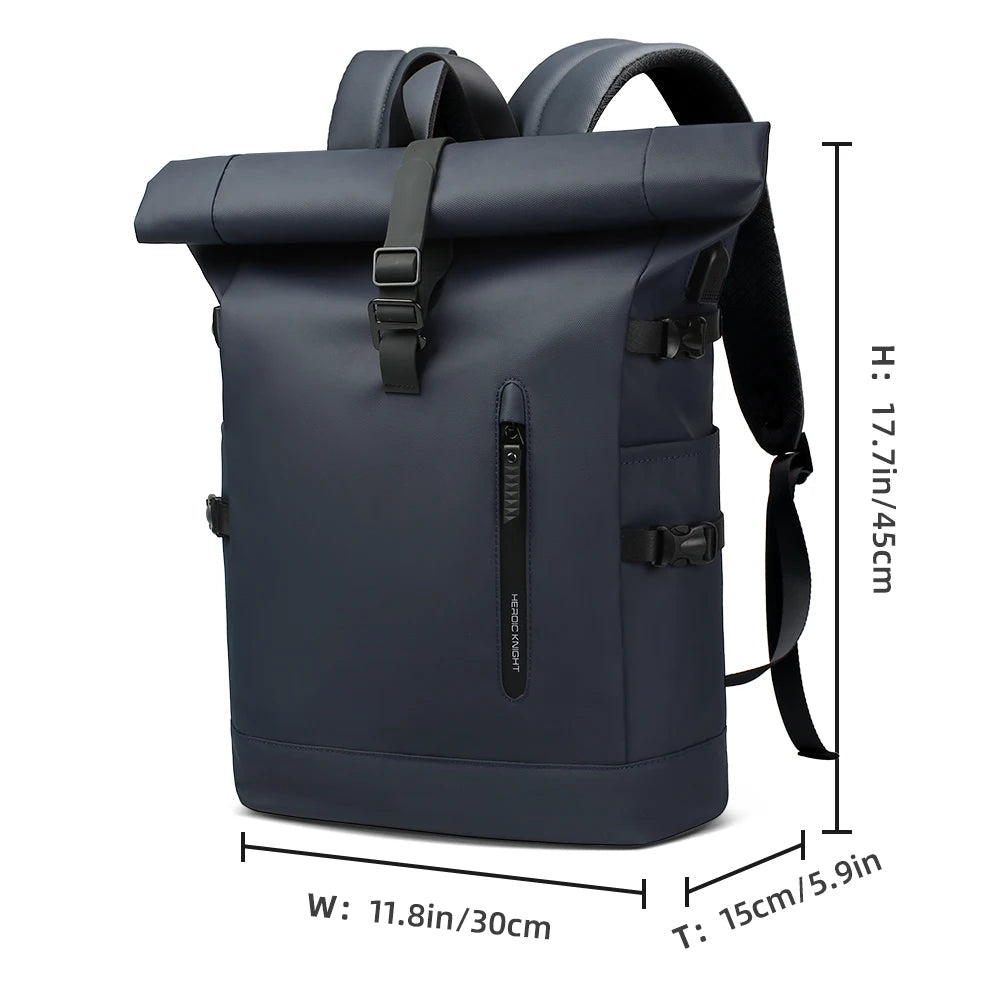Rolltop Backpack with 15.6" Laptop Compartment – Ultralight, Water-Resistant & USB Port – Ideal for Hiking, Cycling & Everyday Use