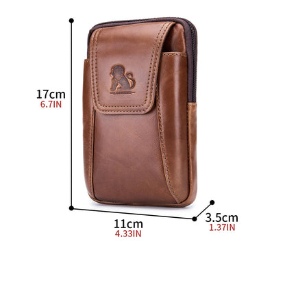 Premium Leather Belt Bag – Lightweight Waist Pack for Mobile Phone, Cards & Keys – Ideal for Hiking, Camping, Climbing & Cycling