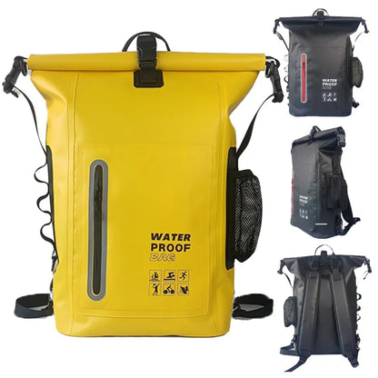 Fully Waterproof Rolltop Backpack with Front & Side Pockets – Durable Outdoor Bag for Boating, Kayaking & Cycling