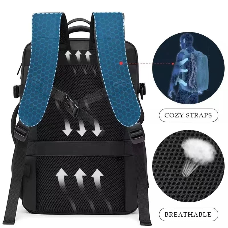 Travel Backpack 19 Inch – USB Port Water Resistant - Sleek Design with Multiple Pockets for Organized Travel