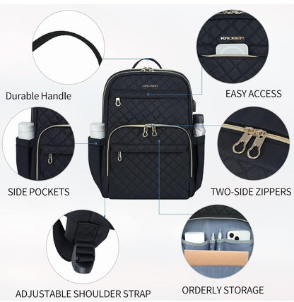 Kroser 15.6-Inch Laptop Backpack Water-Resistant, Lightweight & Spacious with Gold Zippers – Unisex, Black