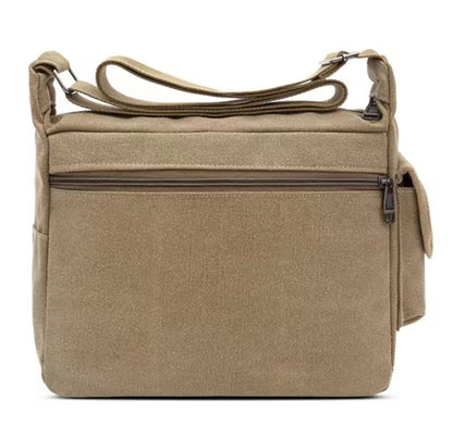 Vintage Crossbody Messenger Shoulder Bag, Multi-Pocket Design for Everyday, School & Business Use