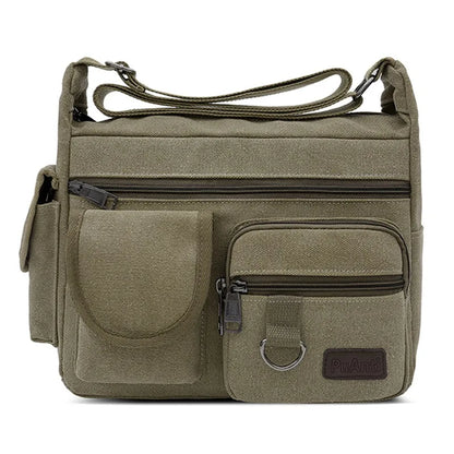 Vintage Crossbody Messenger Shoulder Bag, Multi-Pocket Design for Everyday, School & Business Use
