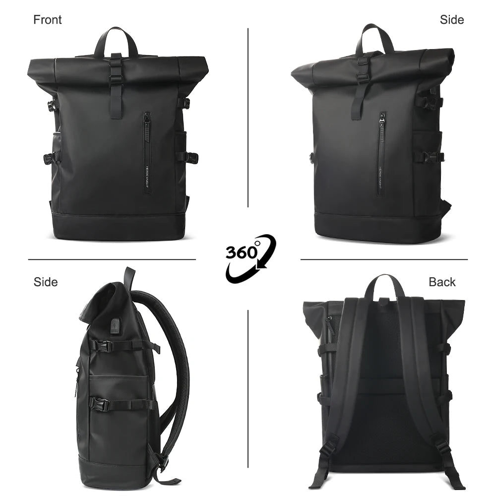 Rolltop Backpack with 15.6" Laptop Compartment – Ultralight, Water-Resistant & USB Port – Ideal for Hiking, Cycling & Everyday Use