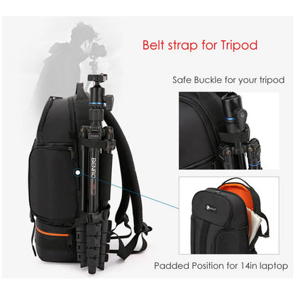 Large Waterproof DSLR Camera Backpack – Outdoor-Ready with 15.6" Laptop Slot – Durable Oxford Cloth & High Capacity