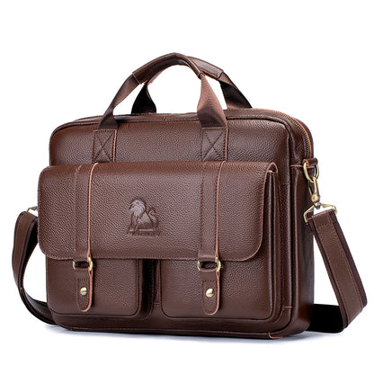 Executive Leather Men’s Briefcase – Elegant, Spacious Shoulder Bag with Organized Pockets for Daily Use