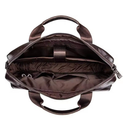 Executive Leather Men’s Briefcase – Elegant, Spacious Shoulder Bag with Organized Pockets for Daily Use