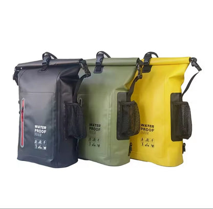 Fully Waterproof Rolltop Backpack with Front & Side Pockets – Durable Outdoor Bag for Boating, Kayaking & Cycling