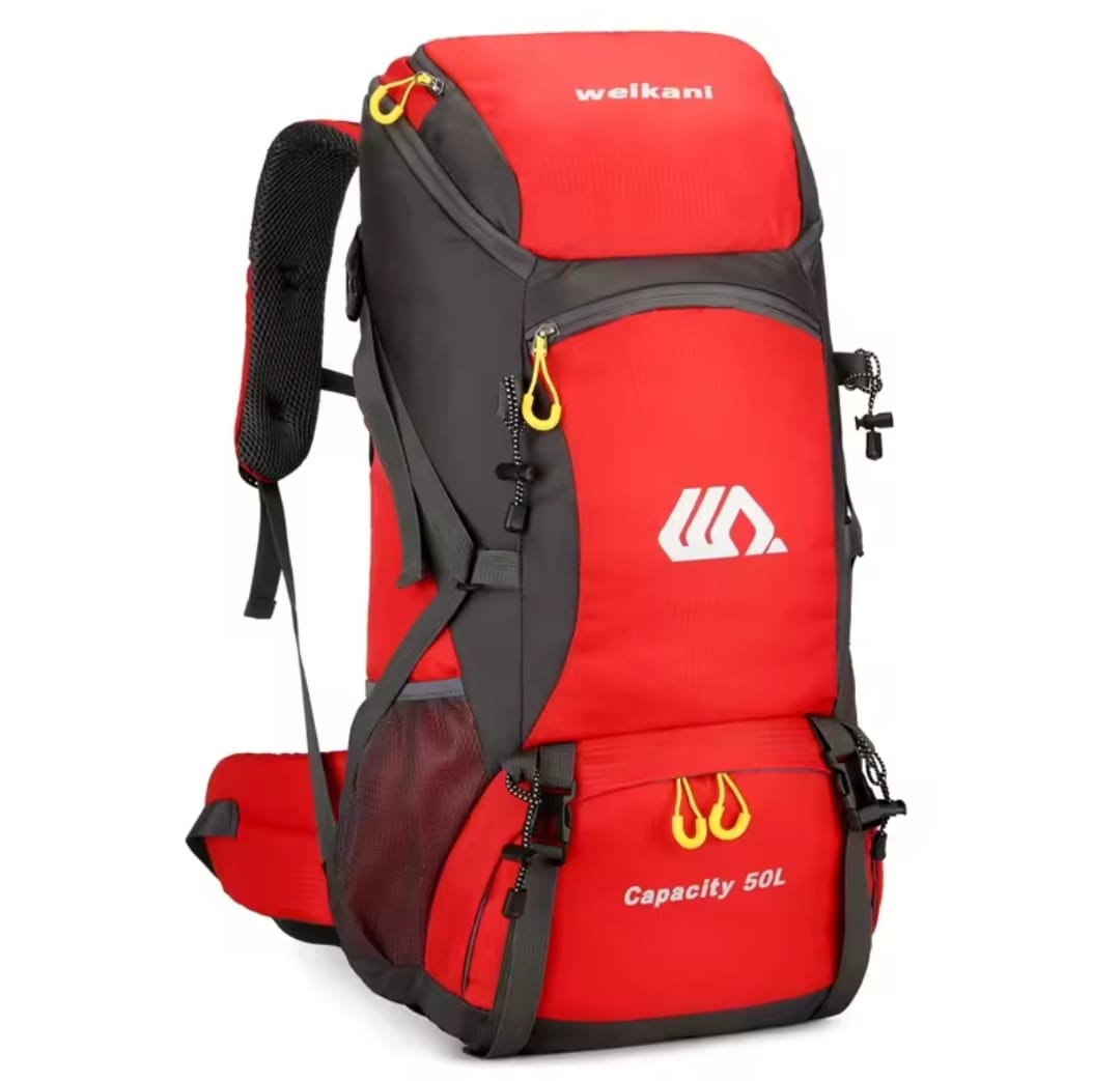 Travel Backpack 50L – Waterproof with Side Pockets, Walking Stick Straps & Multiple Compartments for Hiking & Outdoor Adventures