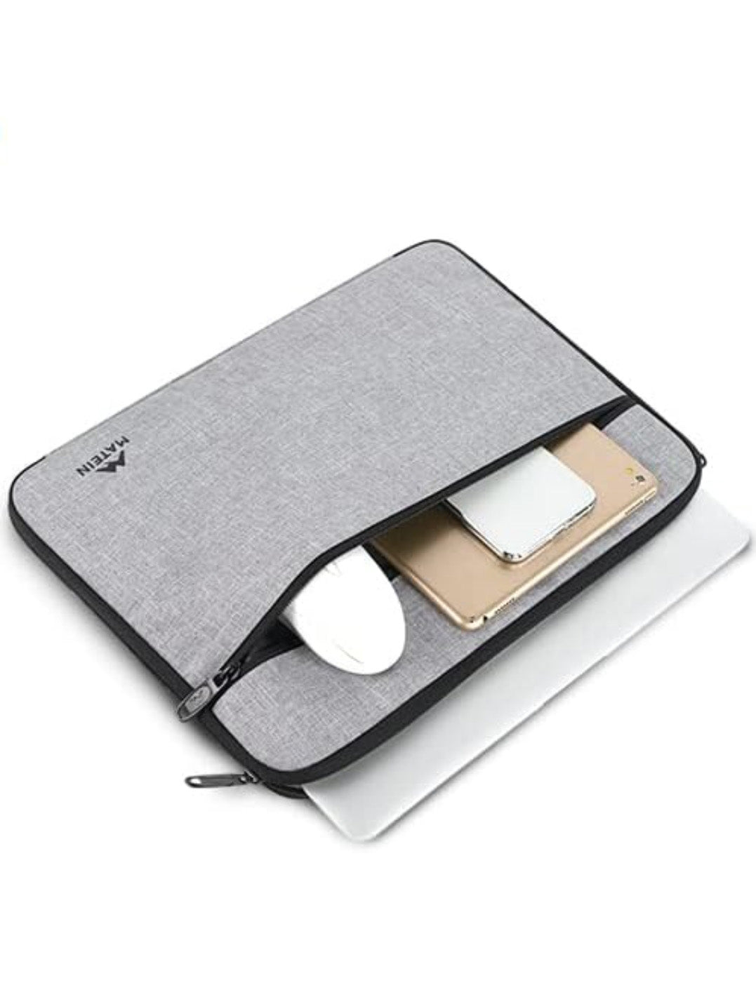 Matein 14-Inch Laptop Sleeve - Water Resistant & Stylish with Soft Lining – Fits MacBook Air/Pro – Grey