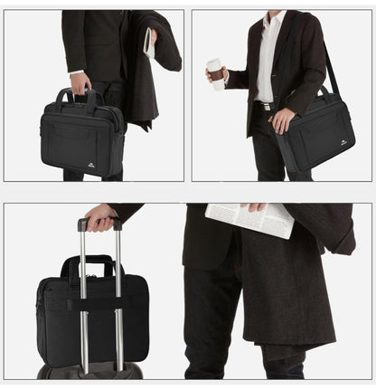 Matein 17-Inch Laptop Briefcase – Water-Resistant, Anti-Theft, and Foam-Protected – Spacious Nylon Shoulder Bag – Black