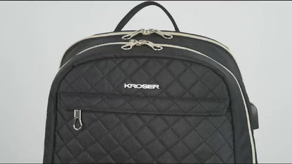 Kroser 15.6-Inch Laptop Backpack Water-Resistant, Lightweight & Spacious with Gold Zippers – Unisex, Black